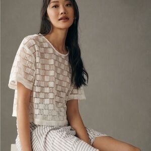 Sunday in Brooklyn Sheer Sequin Tee Small Anthropologie
